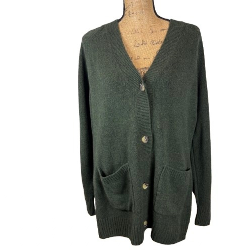 Gap Cashsoft Boyfriend Cardigan Sweater Mistletoe Green Cozycore Small Tall